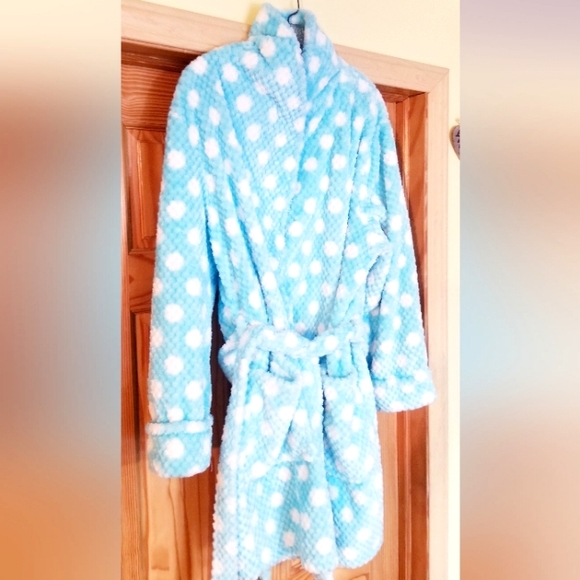 Plush Polka Dot Plush Robe Size Large Noire Jasmine Rose - Picture 5 of 13